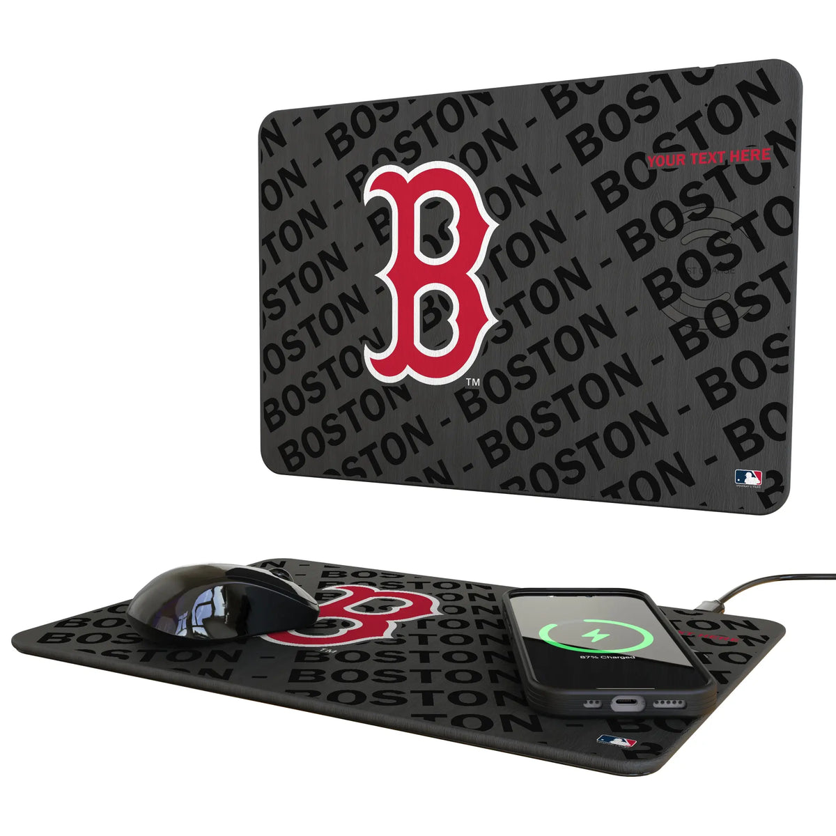 Boston Red Sox Personalized Tilt 15-Watt Wireless Charger and Mouse Pad