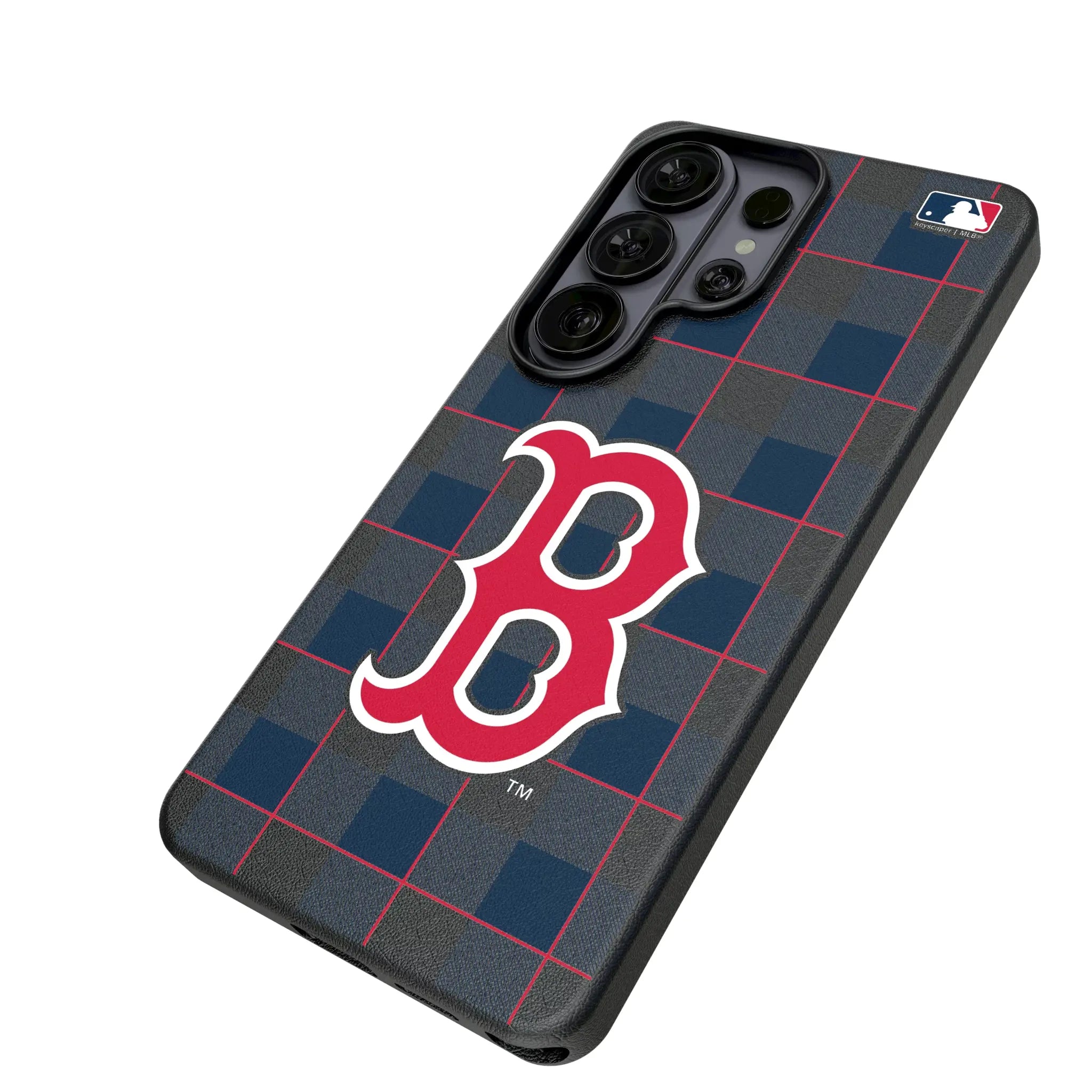 Boston Red Sox Plaid Galaxy MagSafe Compatible Phone Case for Samsung Galaxy - Isometric View#Device_Galaxy S26 Ultra