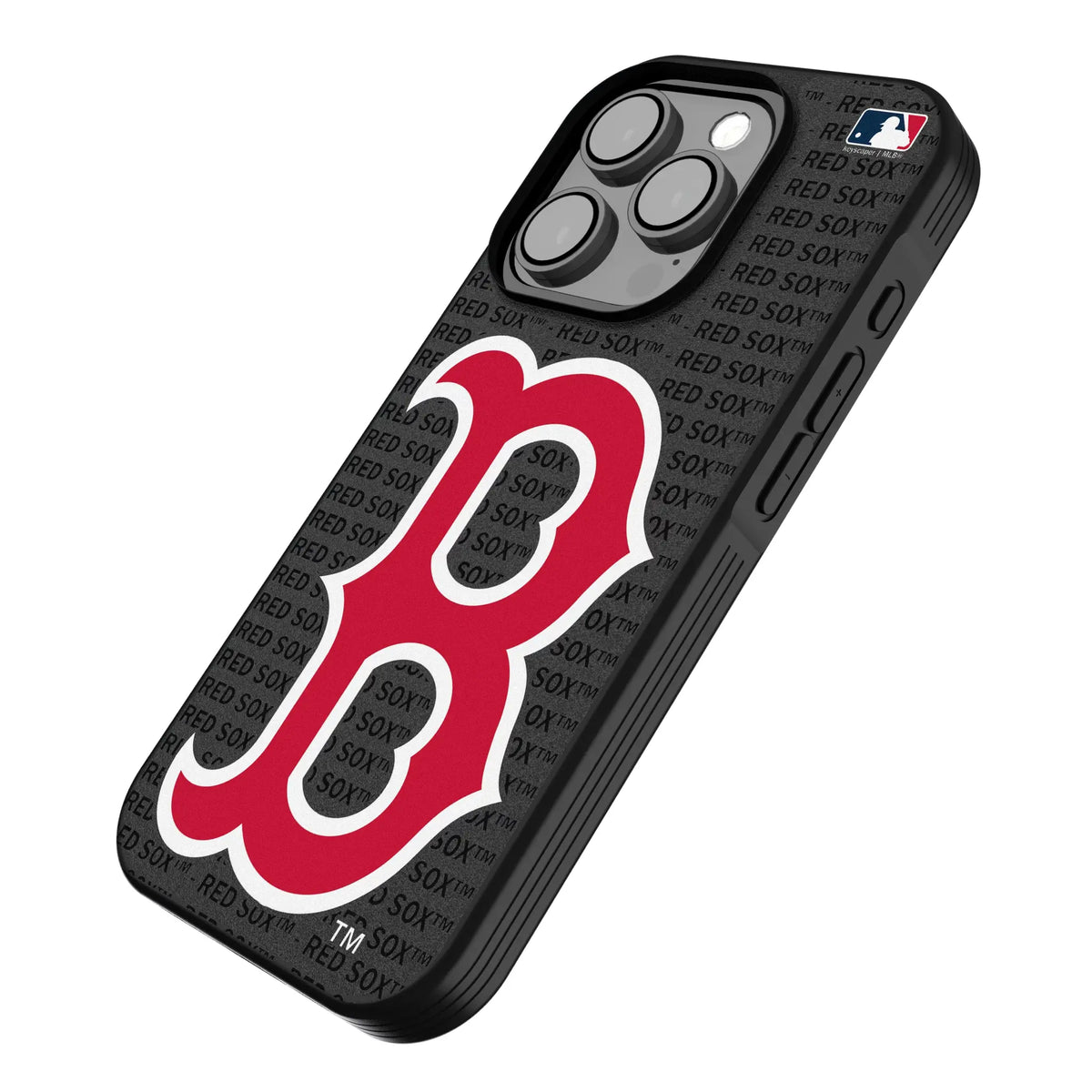 Boston Red Sox Text Backdrop iPhone Bump Phone Case for Apple iPhone - Isometric View
