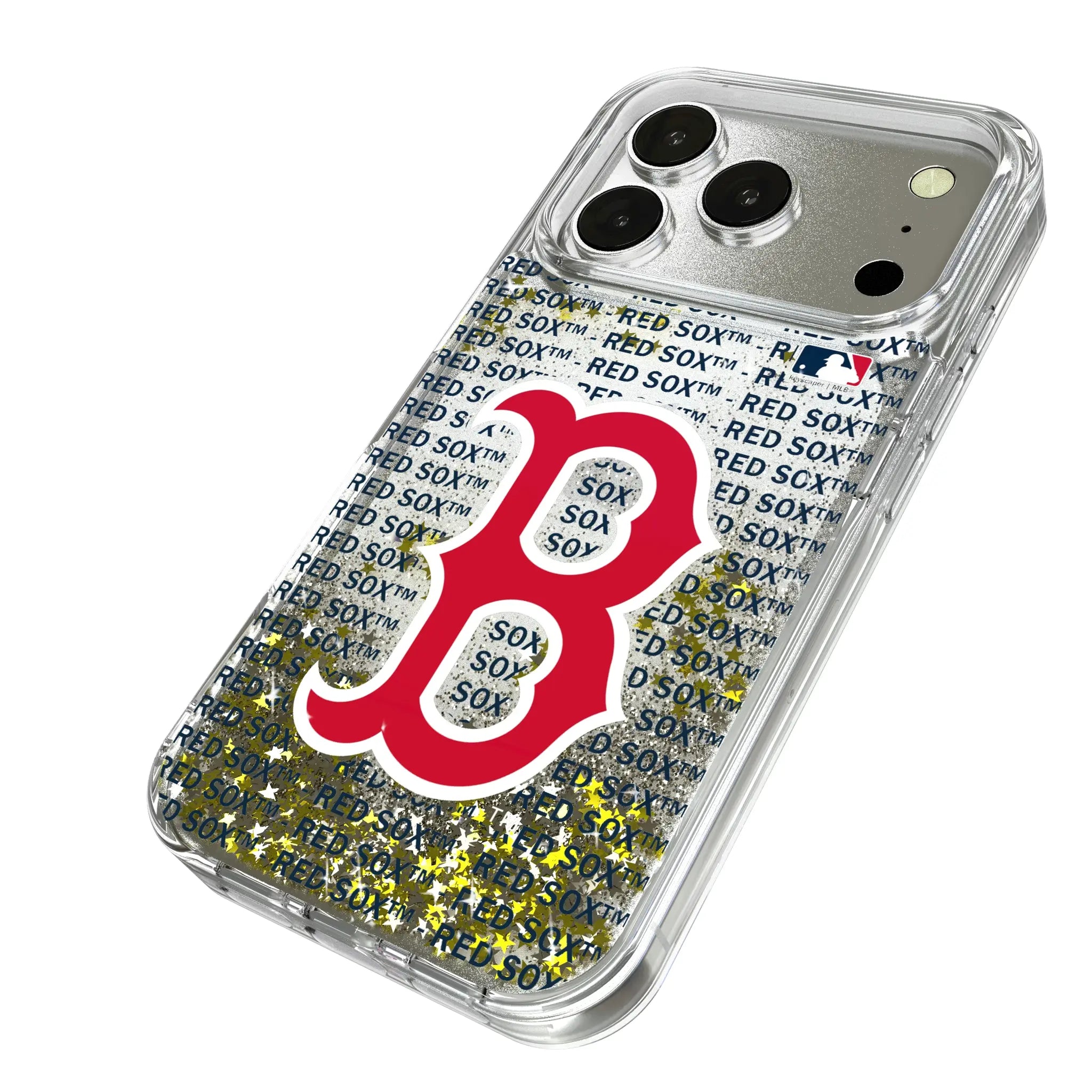 Boston Red Sox Text Backdrop iPhone Glitter Phone Case for Apple iPhone - Isometric View