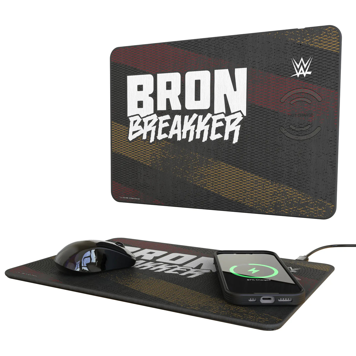 Bron Breakker Steel 15-Watt Wireless Charger and Mouse Pad