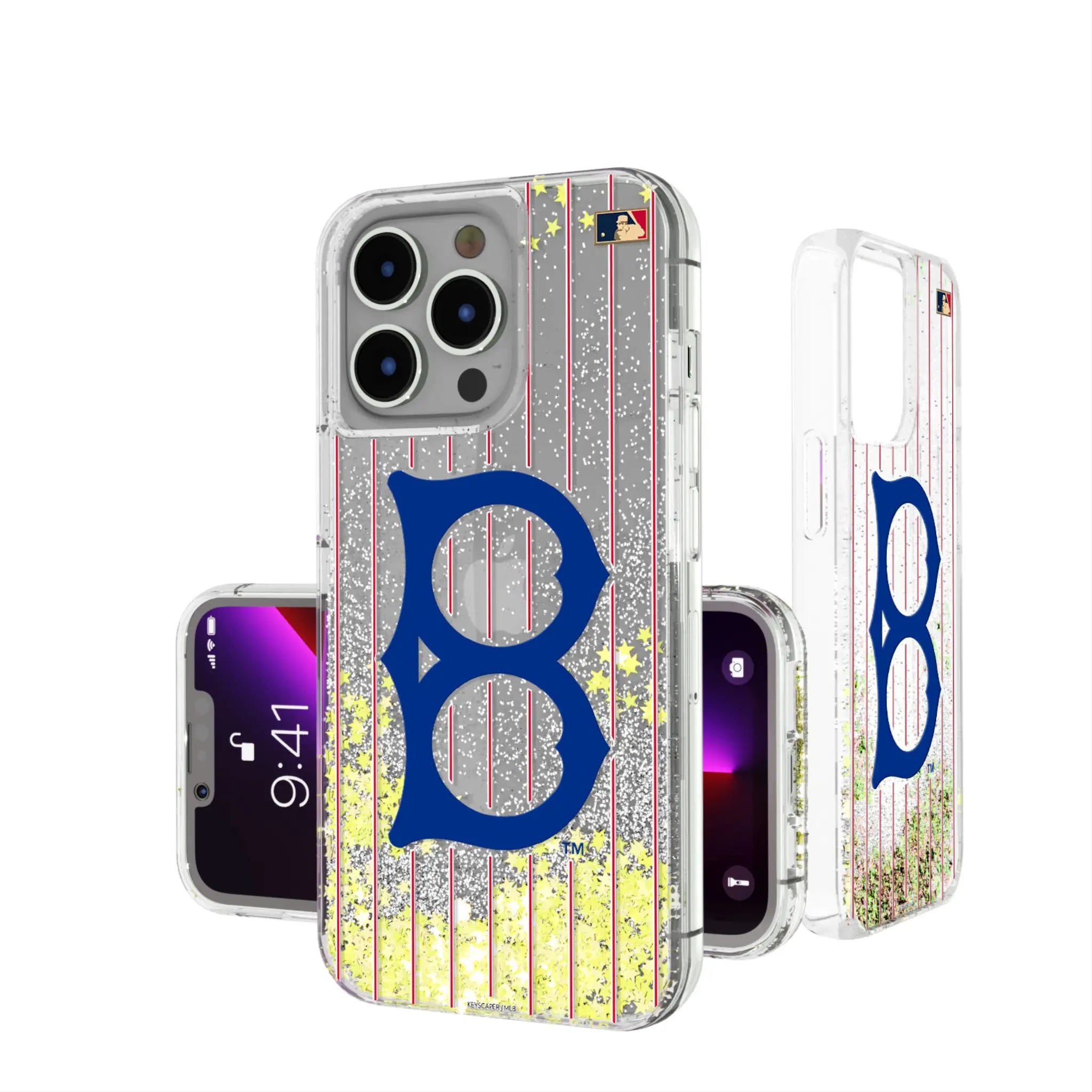 Brooklyn Dodgers 1949-1957 - Cooperstown Collection Pinstripe iPhone Glitter Phone Case for Apple iPhone