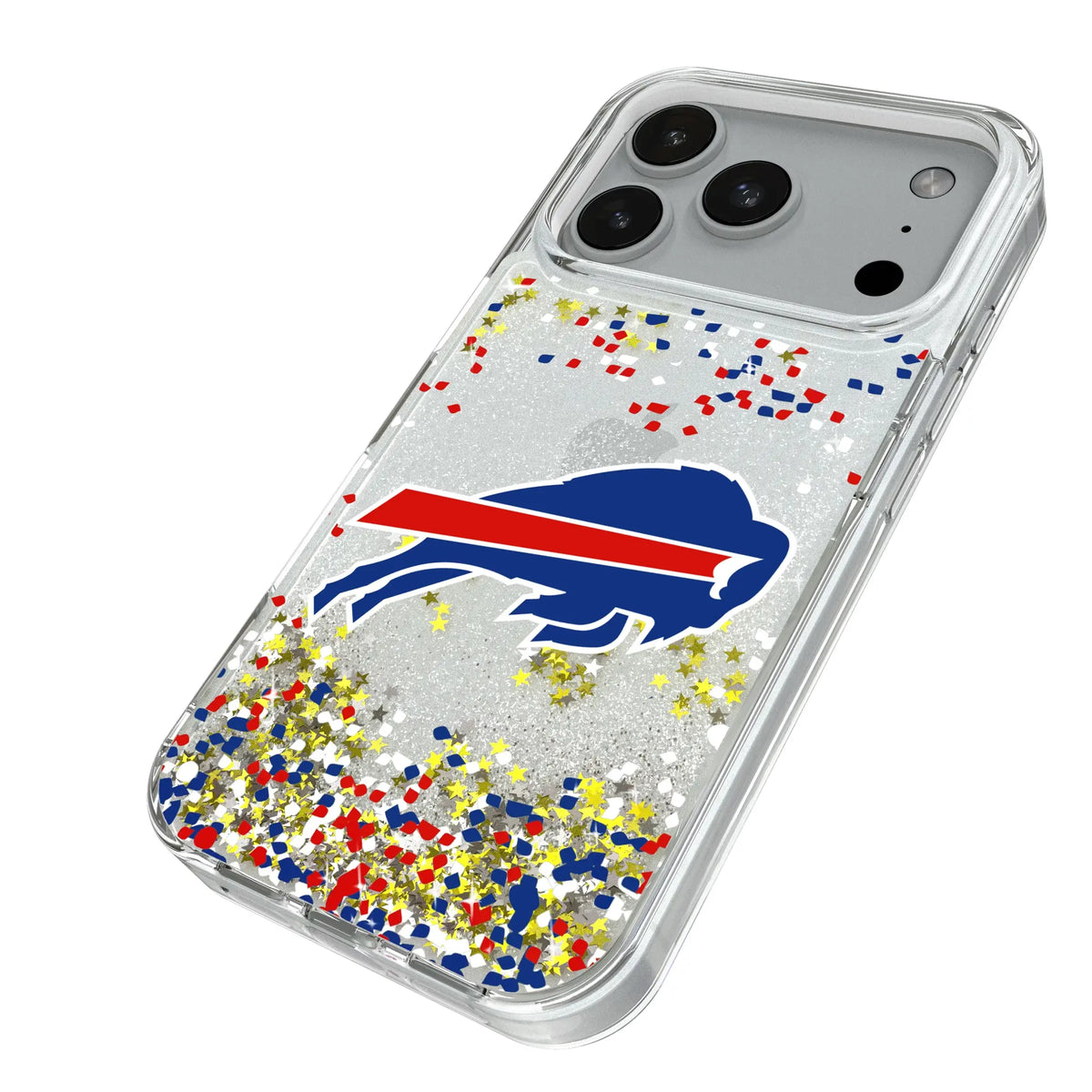 Buffalo Bills Confetti iPhone Glitter Phone Case for Apple iPhone - Isometric View#Device_iPhone 18 Pro