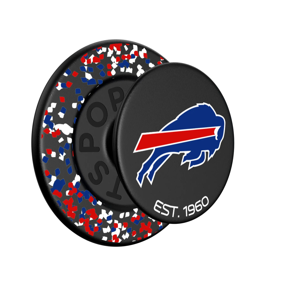 Buffalo Bills Confetti Popsockets Round Magnetic - Isometric View