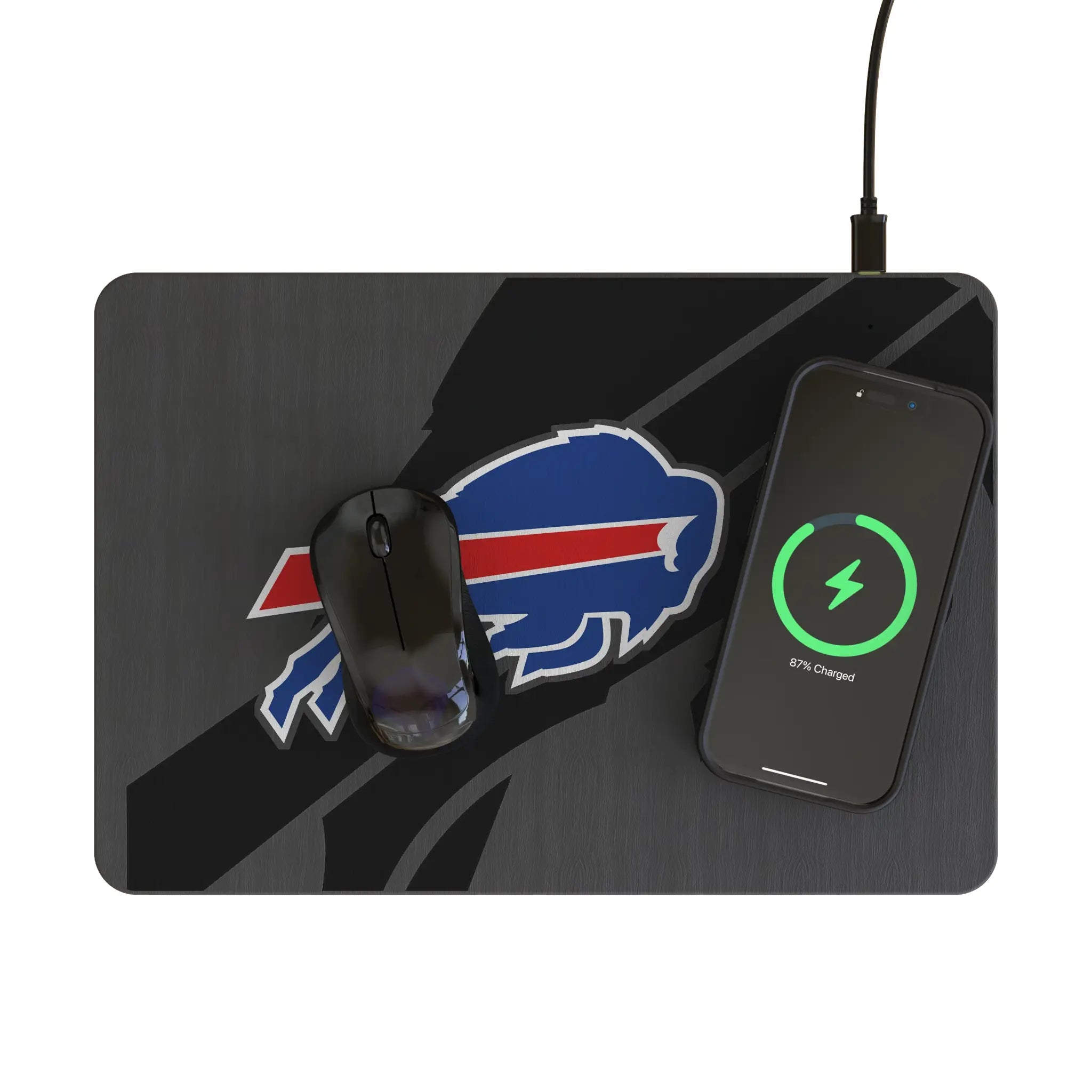 Buffalo Bills Personalized Tilt 15-Watt Wireless Charger and Mouse Pad - Lifestyle