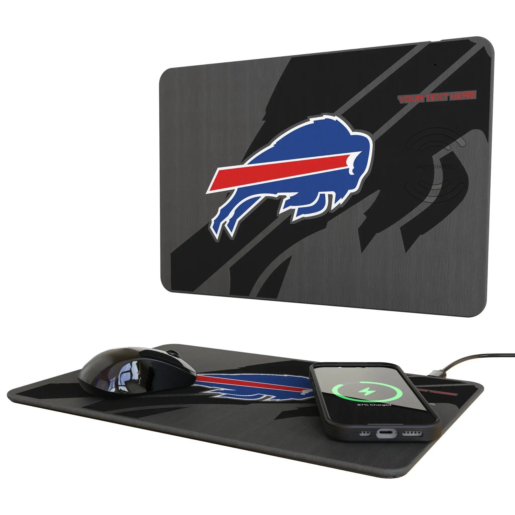 Buffalo Bills Personalized Tilt 15-Watt Wireless Charger and Mouse Pad