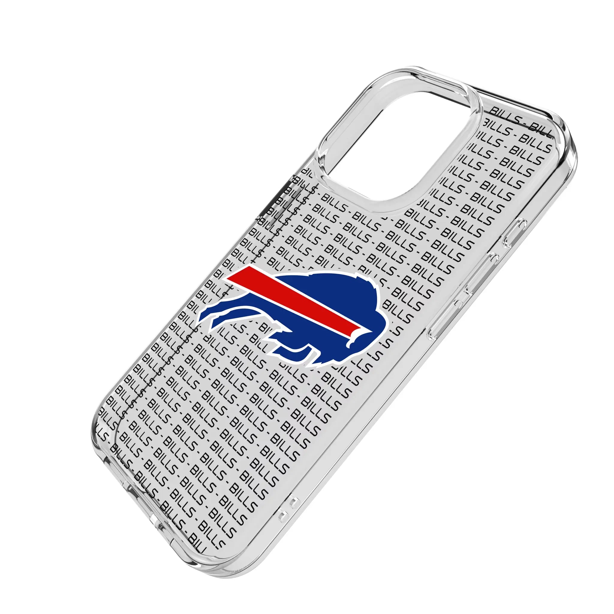 Buffalo Bills Text Backdrop iPhone Clear Phone Case for Apple iPhone - Isometric View