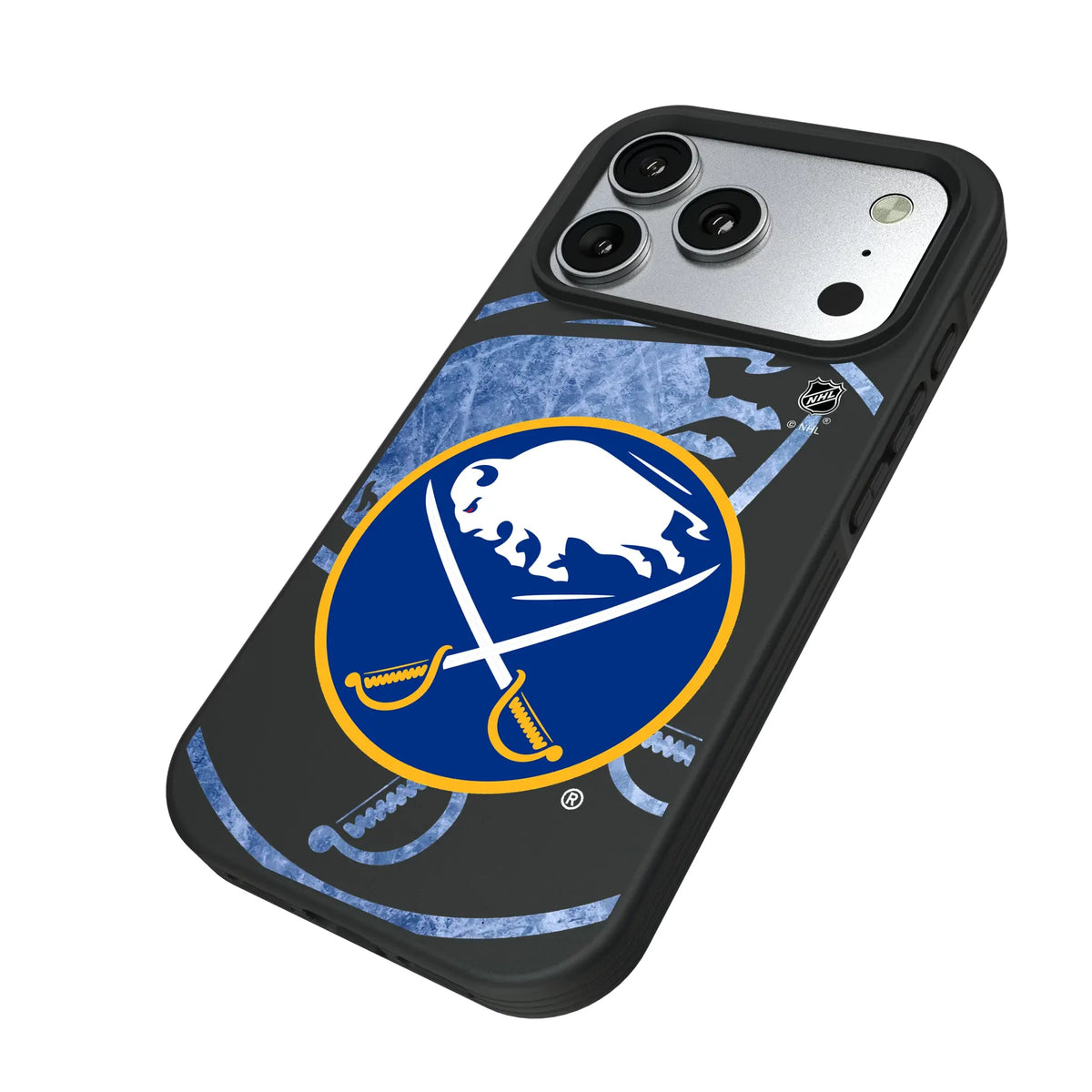 Buffalo Sabres Ice Tilt iPhone Bump Phone Case for Apple iPhone - Isometric View#Device_iPhone 17 Pro