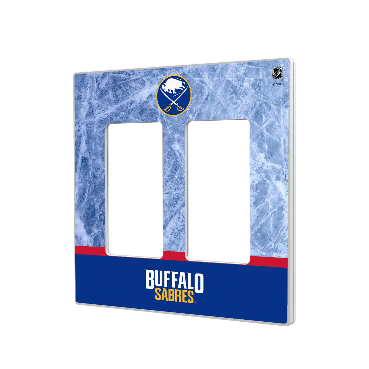 Buffalo Sabres Ice Wordmark Hidden-Screw Light Switch Plate#Style_Double Rocker