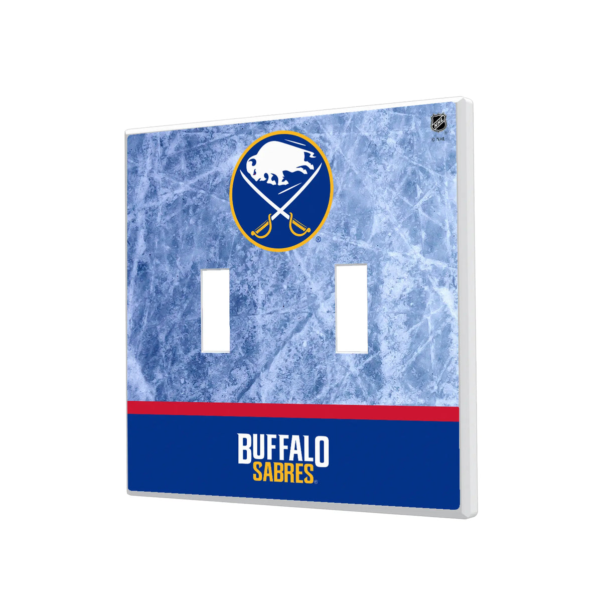 Buffalo Sabres Ice Wordmark Hidden-Screw Light Switch Plate#Style_Double Toggle