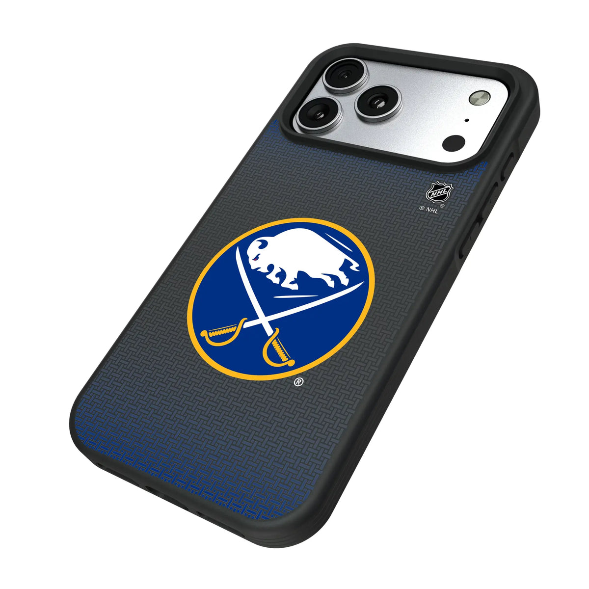 Buffalo Sabres Linen iPhone Bump Phone Case for Apple iPhone - Isometric View#Device_iPhone 17 Pro Max