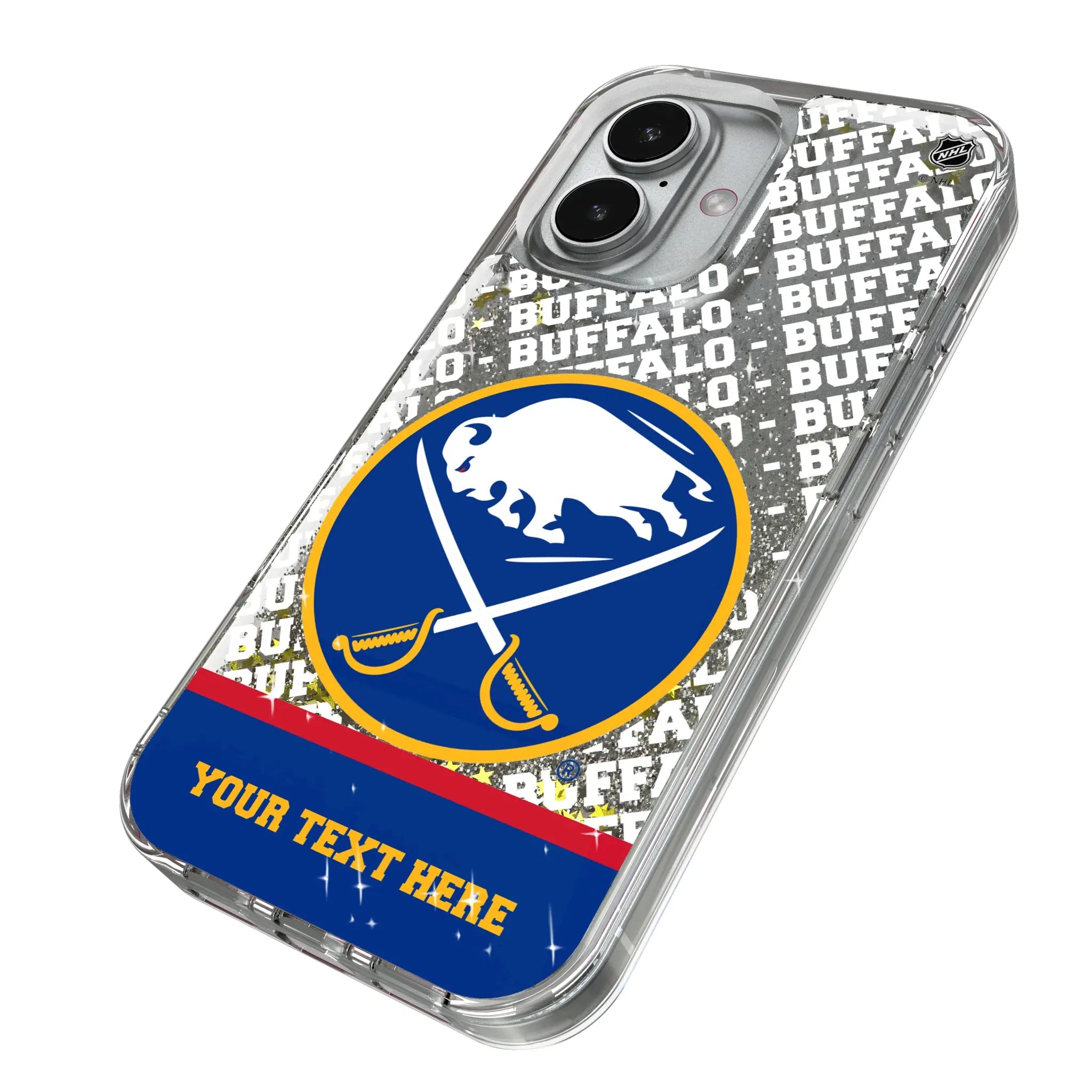 Buffalo Sabres Personalized EndZone Plus iPhone Glitter Phone Case for Apple iPhone - Isometric View
