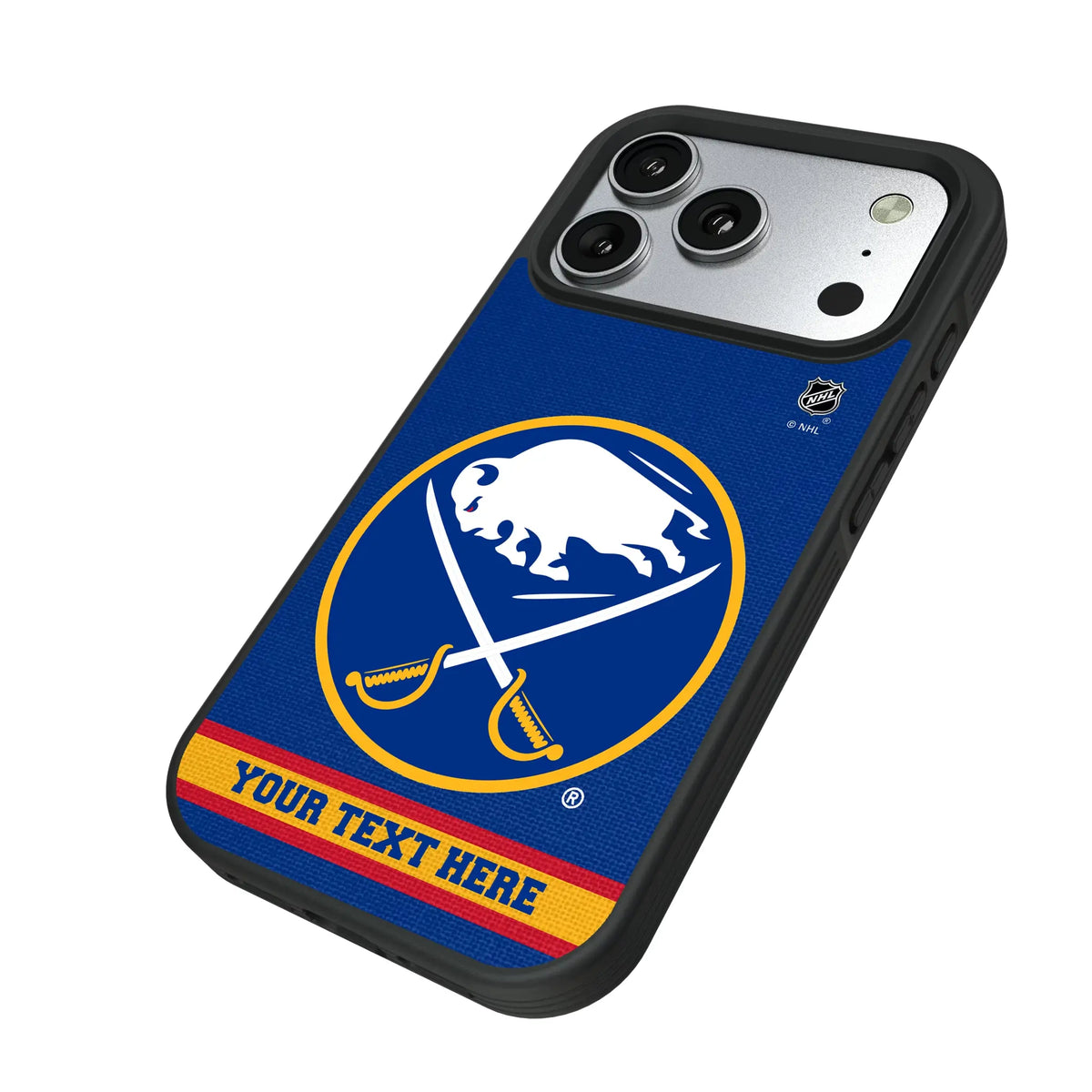Buffalo Sabres Personalized Stripe iPhone Bump Phone Case for Apple iPhone - Isometric View#Device_iPhone 17 Pro
