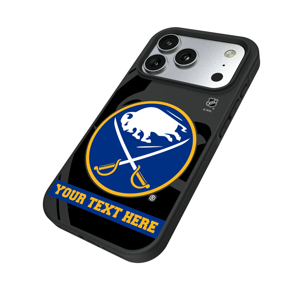 Buffalo Sabres Personalized Tilt iPhone Bump Phone Case for Apple iPhone - Isometric View#Device_iPhone 17 Pro