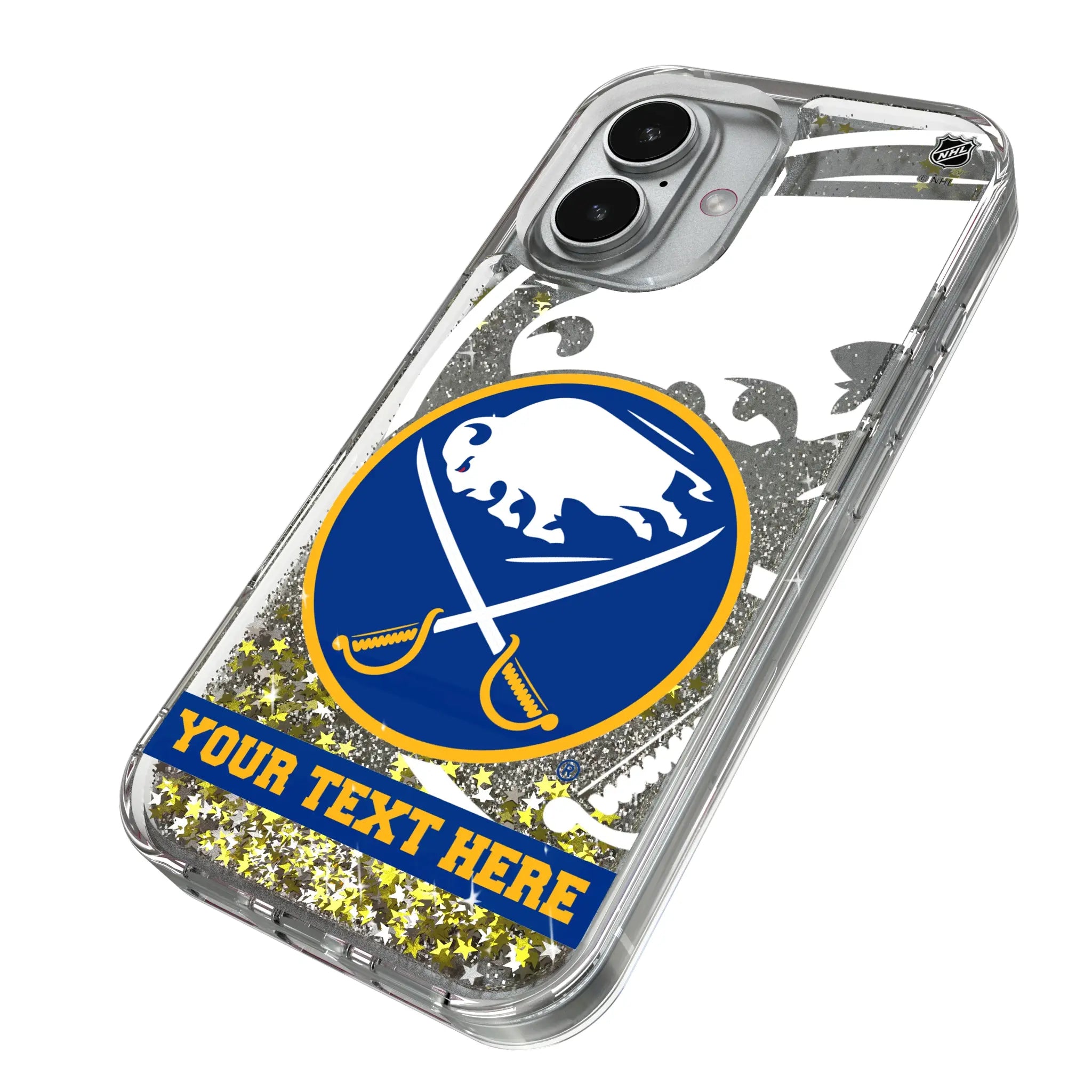 Buffalo Sabres Personalized Tilt iPhone Glitter Phone Case for Apple iPhone - Isometric View