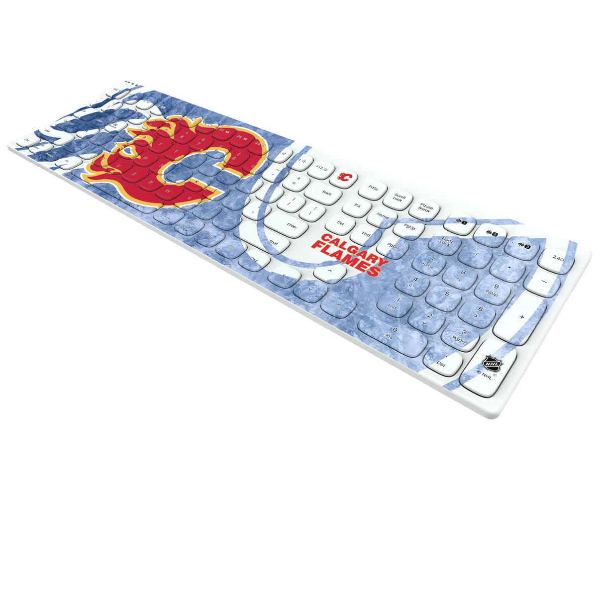 Calgary Flames Ice Tilt KKB605 Curved Wireless Keyboard - Isometric View