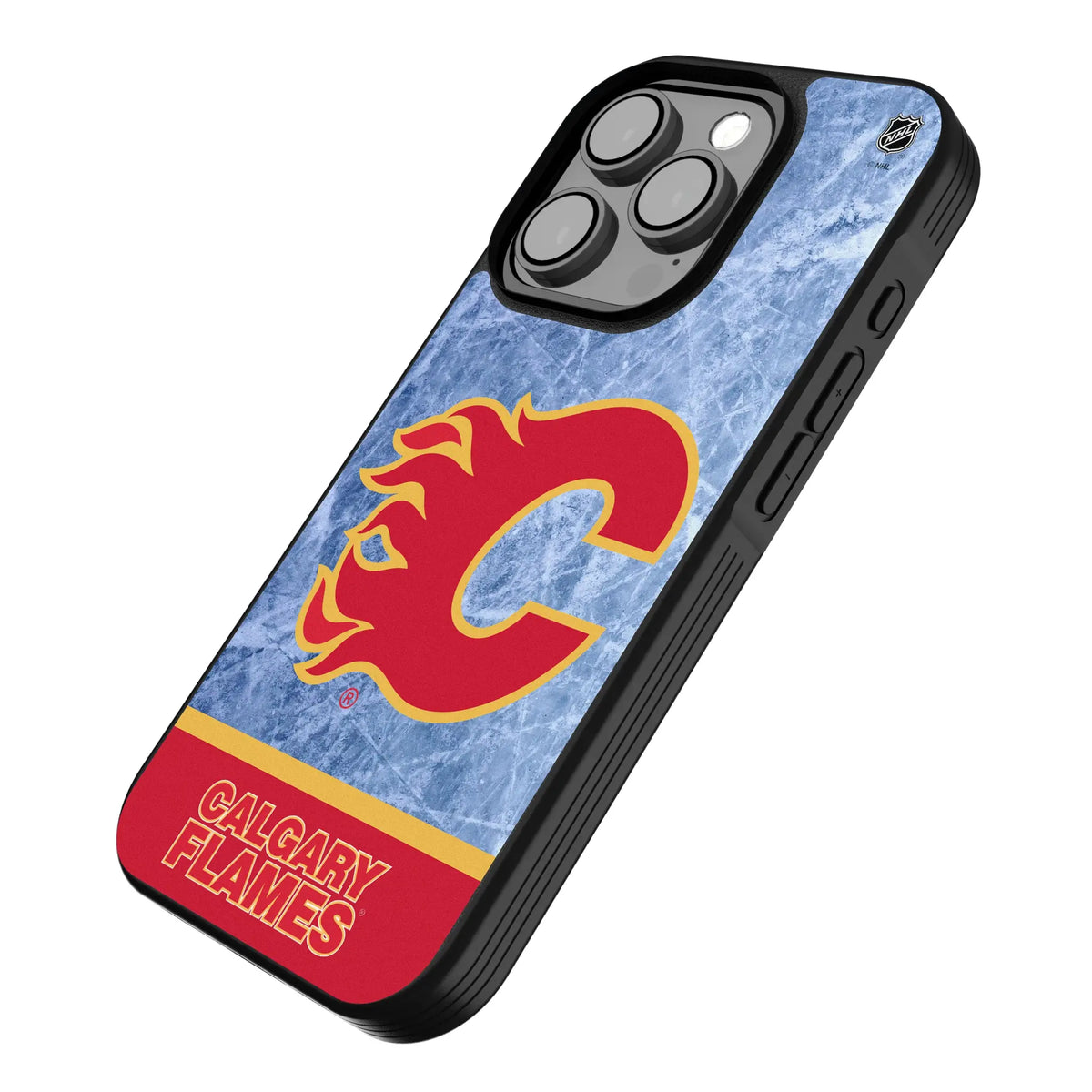 Calgary Flames Ice Wordmark iPhone Bump Phone Case for Apple iPhone - Isometric View