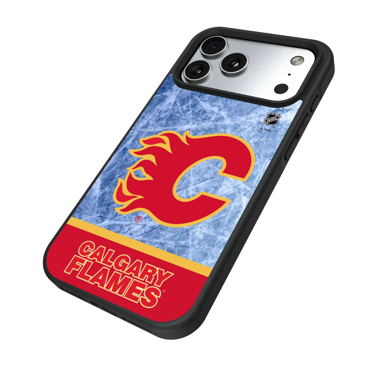 Calgary Flames Ice Wordmark iPhone Bump Phone Case for Apple iPhone - Isometric View#Device_iPhone 17 Pro Max