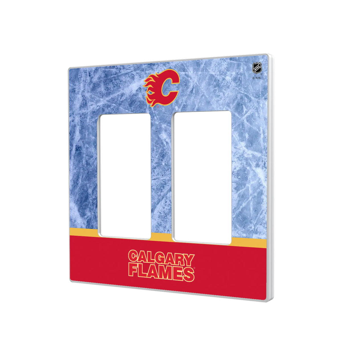 Calgary Flames Ice Wordmark Hidden-Screw Light Switch Plate#Style_Double Rocker