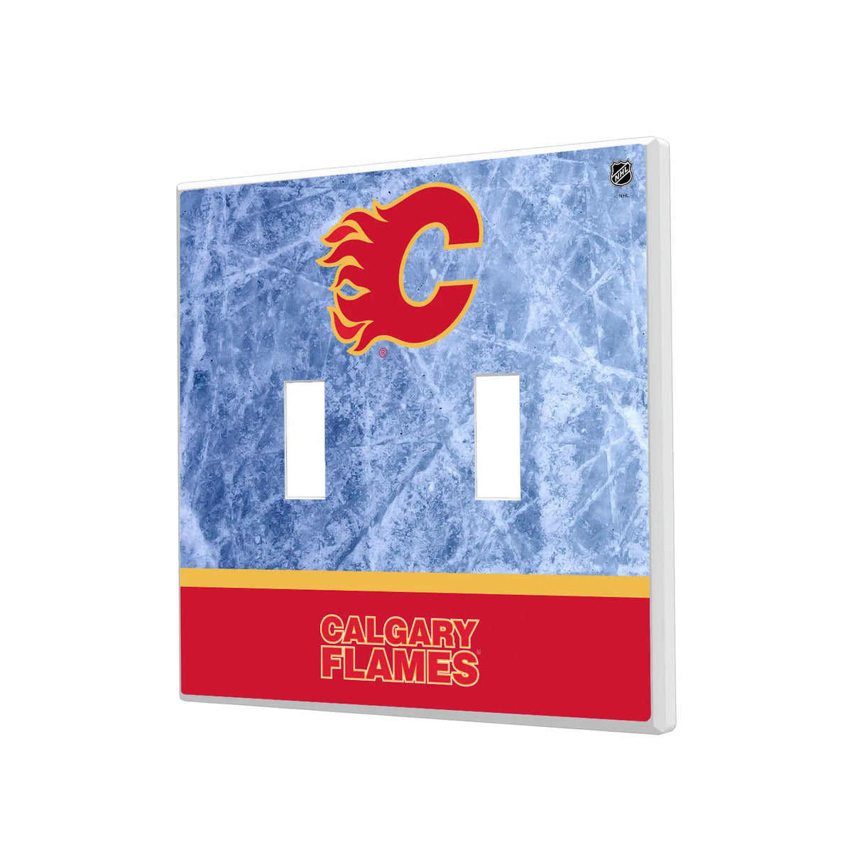 Calgary Flames Ice Wordmark Hidden-Screw Light Switch Plate#Style_Double Toggle