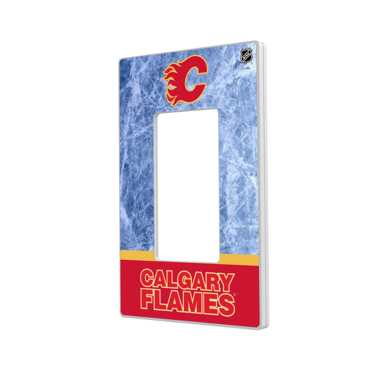 Calgary Flames Ice Wordmark Hidden-Screw Light Switch Plate#Style_Single Rocker
