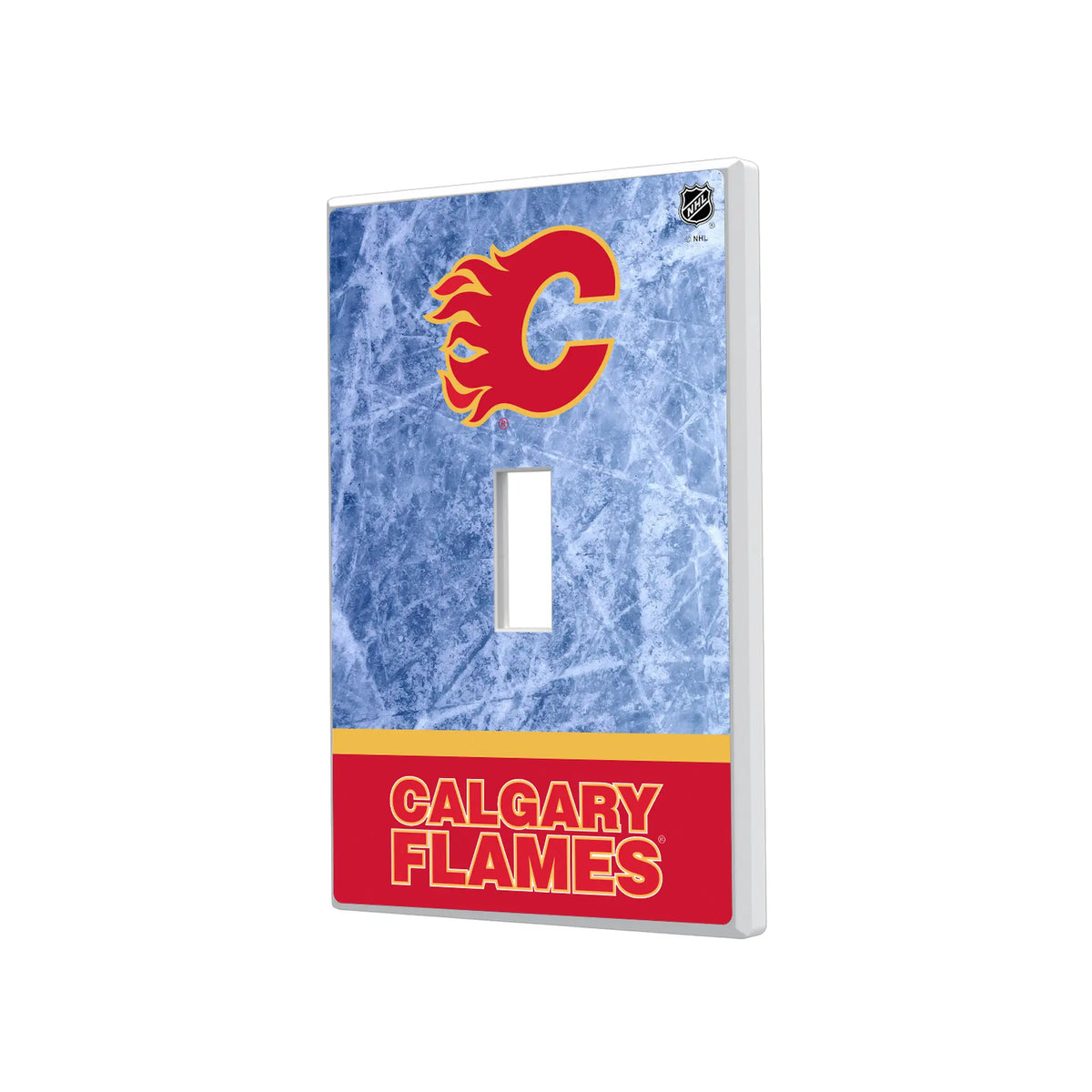 Calgary Flames Ice Wordmark Hidden-Screw Light Switch Plate#Style_Single Toggle