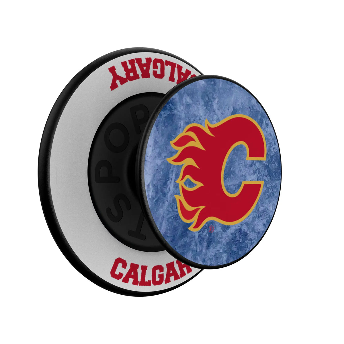 Calgary Flames Ice Wordmark Popsockets Round Magnetic - Isometric View