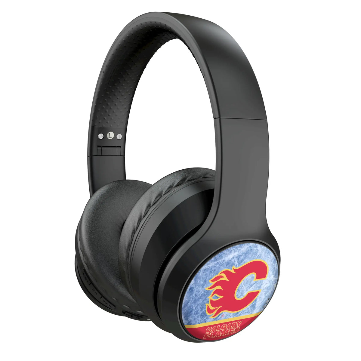 Calgary Flames Ice Wordmark Wireless Over-Ear Headphones With Case