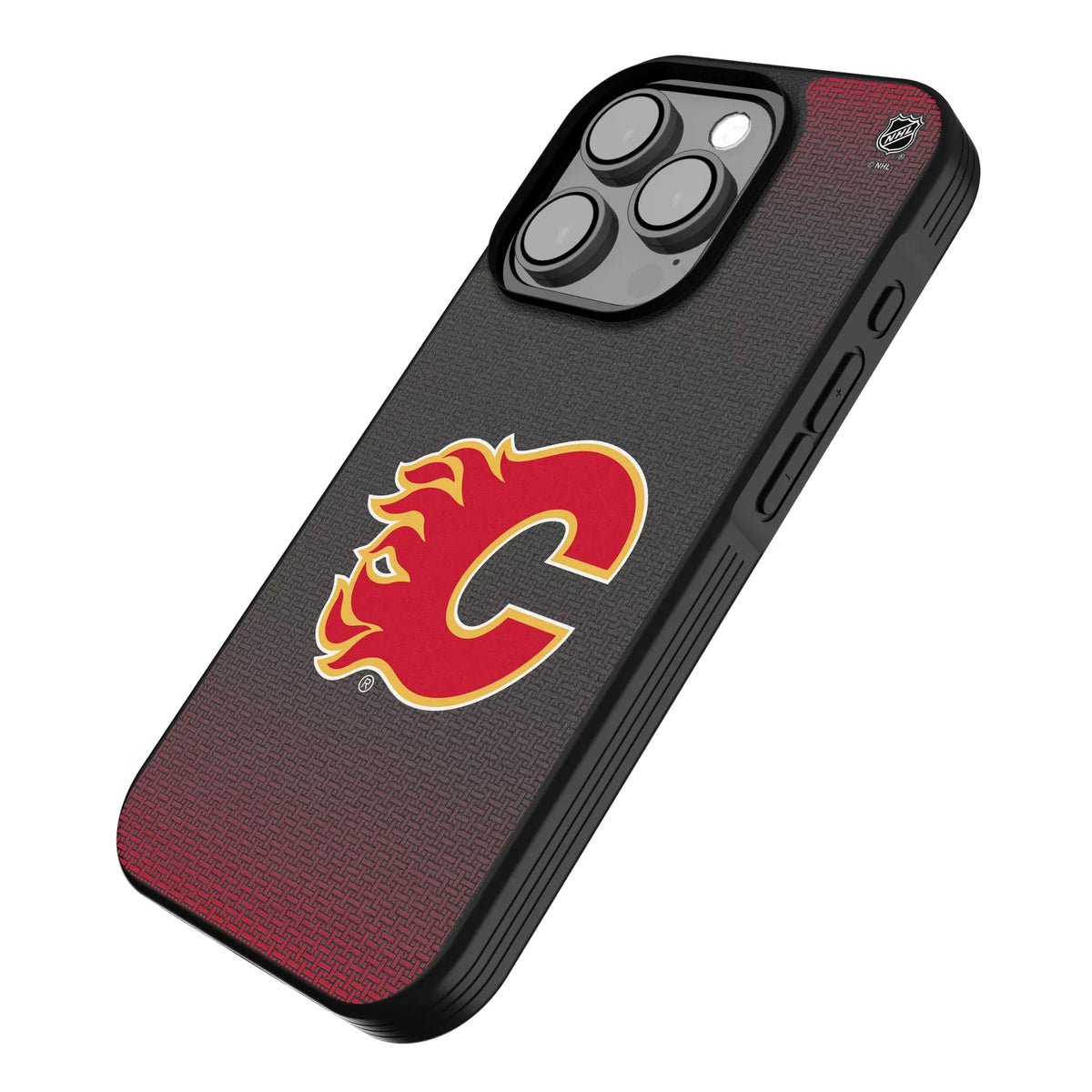 Calgary Flames Linen iPhone Bump Phone Case for Apple iPhone - Isometric View