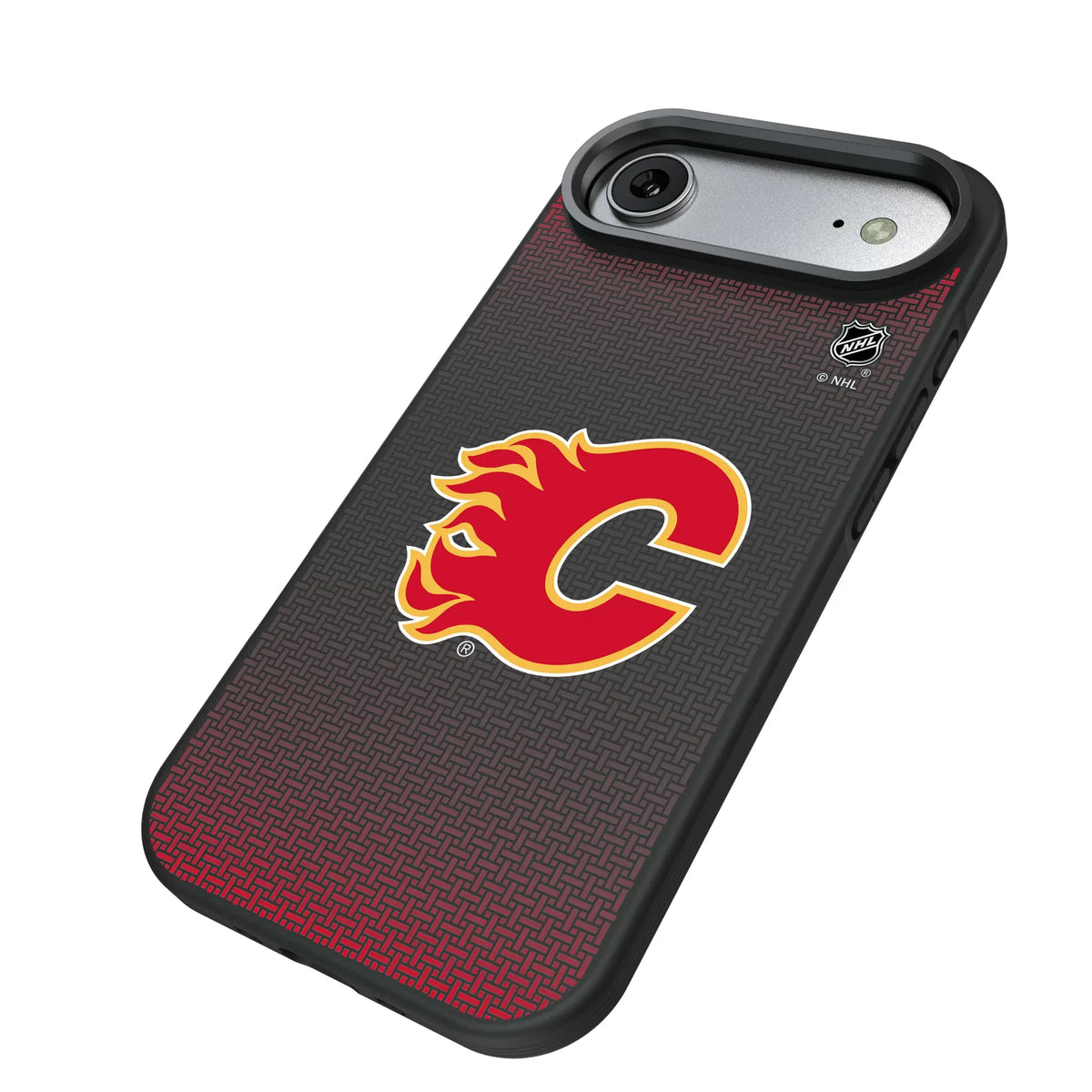 Calgary Flames Linen iPhone Bump Phone Case for Apple iPhone - Isometric View#Device_iPhone Air
