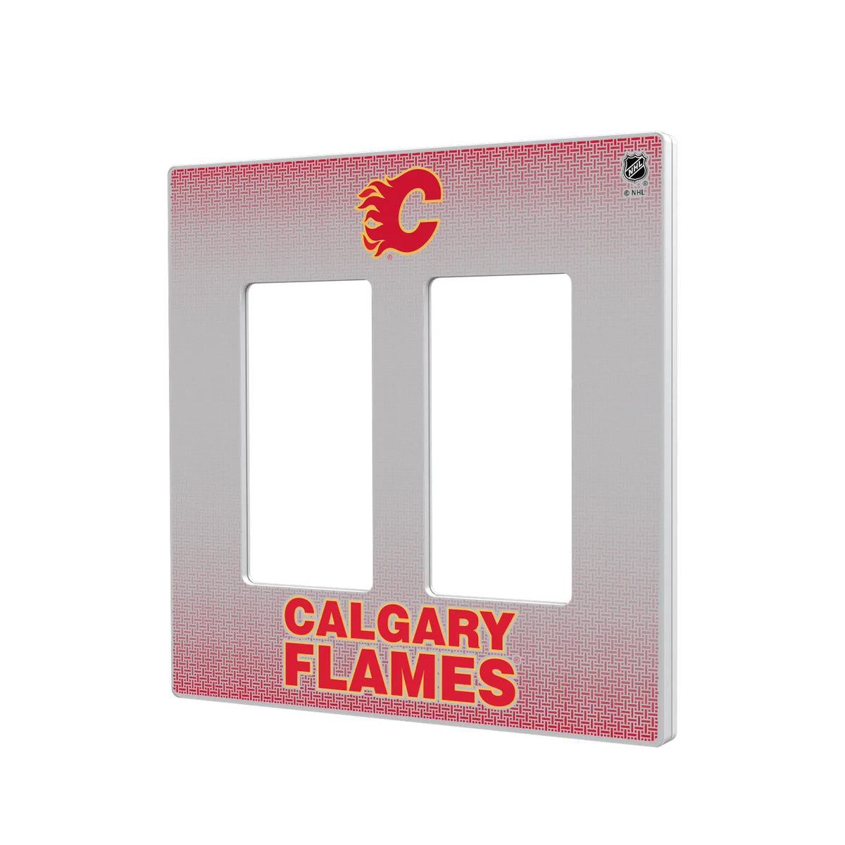Calgary Flames Linen Hidden-Screw Light Switch Plate#Style_Double Rocker