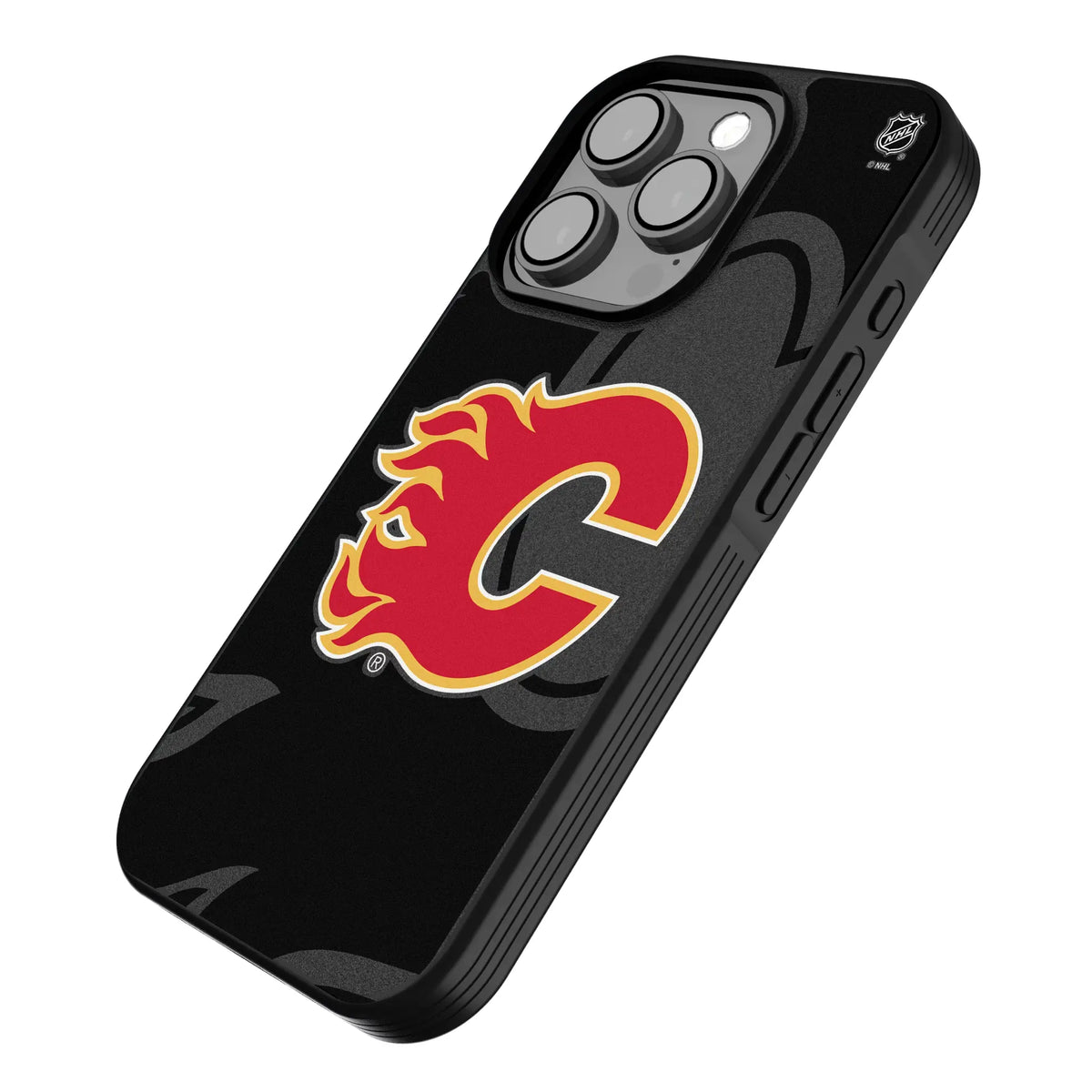Calgary Flames Monocolor Tilt iPhone Bump Phone Case for Apple iPhone - Isometric View