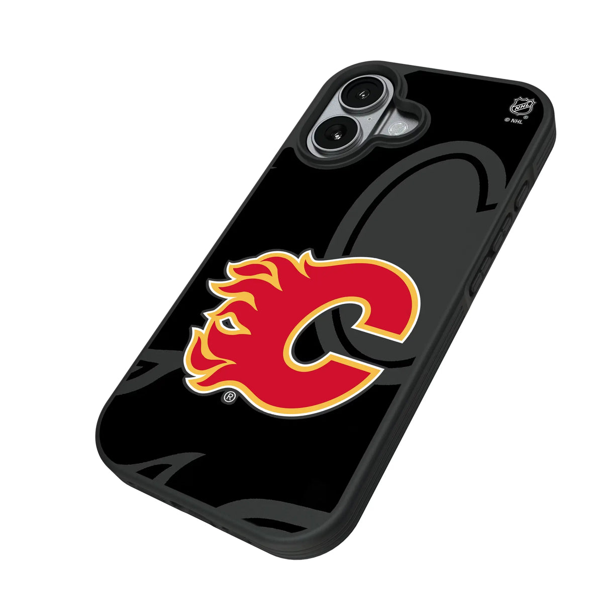 Calgary Flames Monocolor Tilt iPhone Bump Phone Case for Apple iPhone - Isometric View#Device_iPhone 17