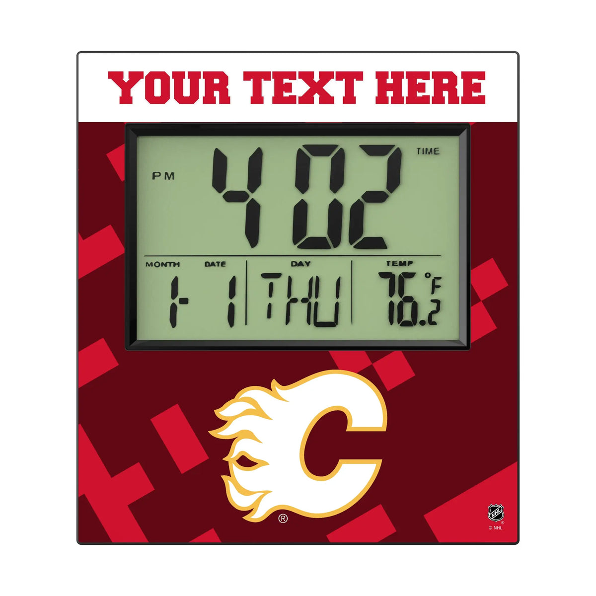 Calgary Flames Personalized Color Block Wall Clock