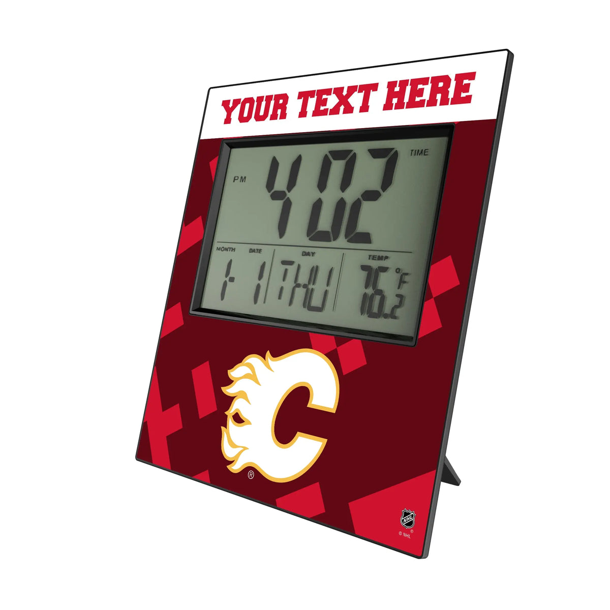 Calgary Flames Personalized Color Block Wall Clock