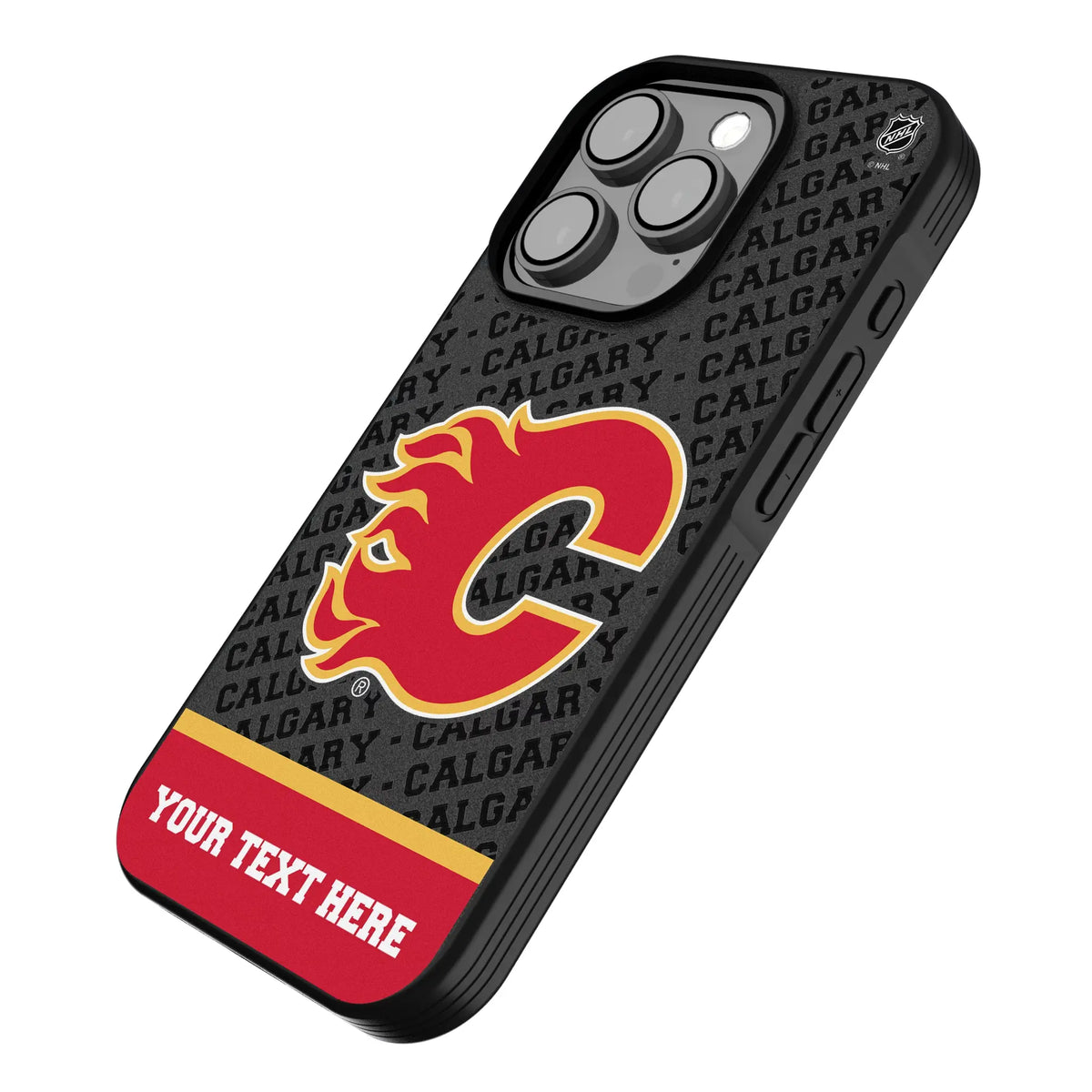 Calgary Flames Personalized EndZone Plus iPhone Bump Phone Case for Apple iPhone - Isometric View