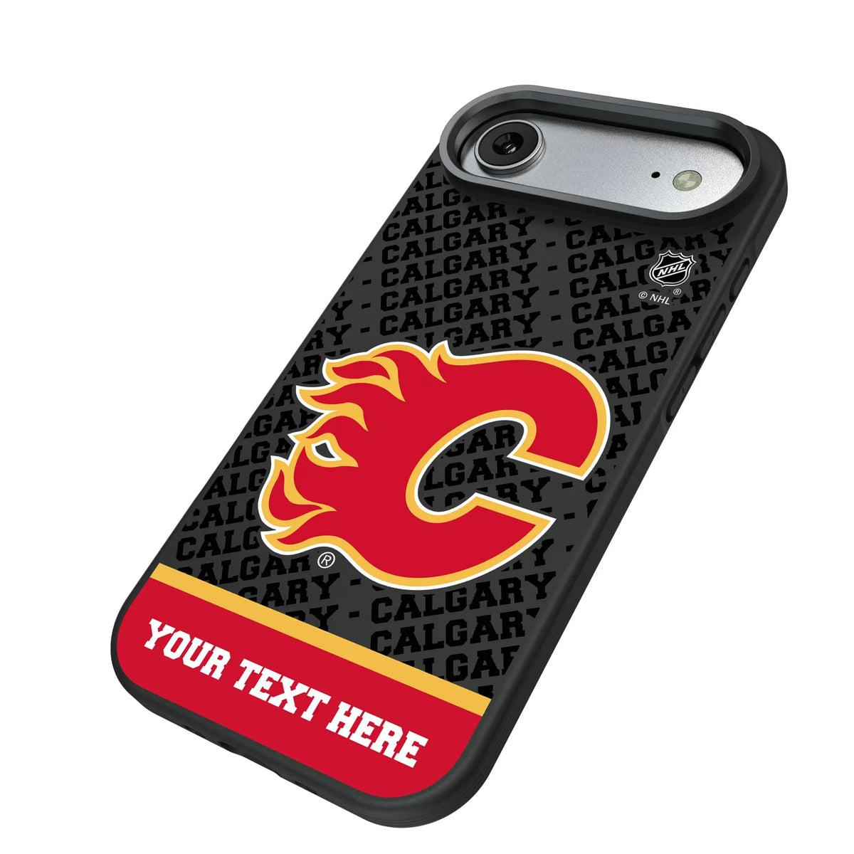 Calgary Flames Personalized EndZone Plus iPhone Bump Phone Case for Apple iPhone - Isometric View#Device_iPhone Air