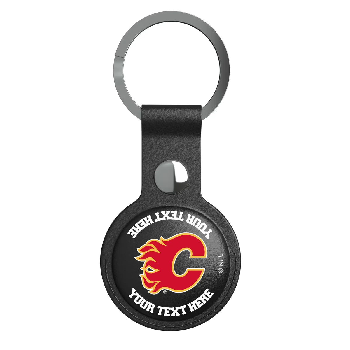Calgary Flames Personalized Insignia AirTag Black Airtag Holder