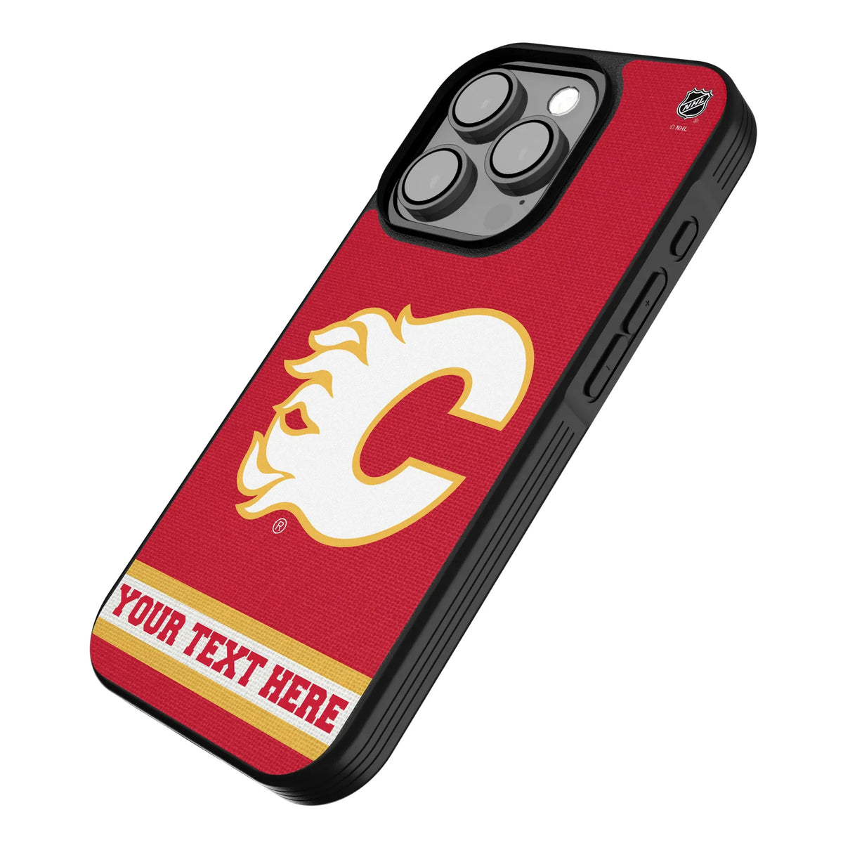 Calgary Flames Personalized Stripe iPhone Bump Phone Case for Apple iPhone - Isometric View