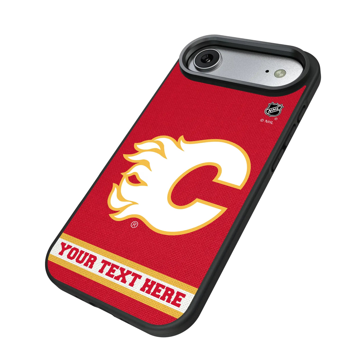 Calgary Flames Personalized Stripe iPhone Bump Phone Case for Apple iPhone - Isometric View#Device_iPhone Air