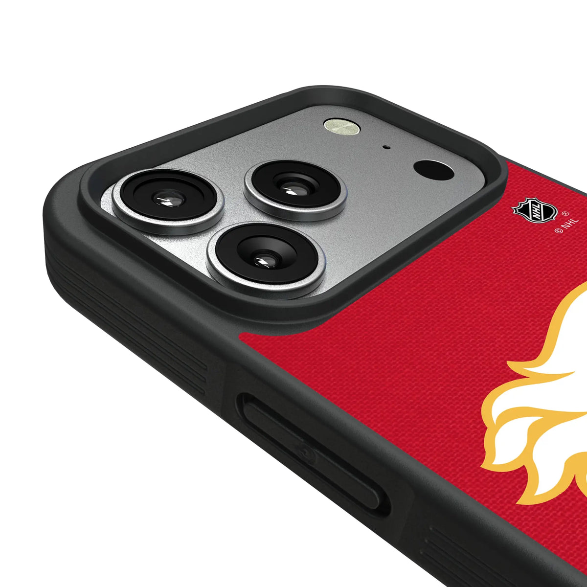 Calgary Flames Personalized Stripe iPhone Bump Phone Case for Apple iPhone - Detail#Device_iPhone 17 Pro