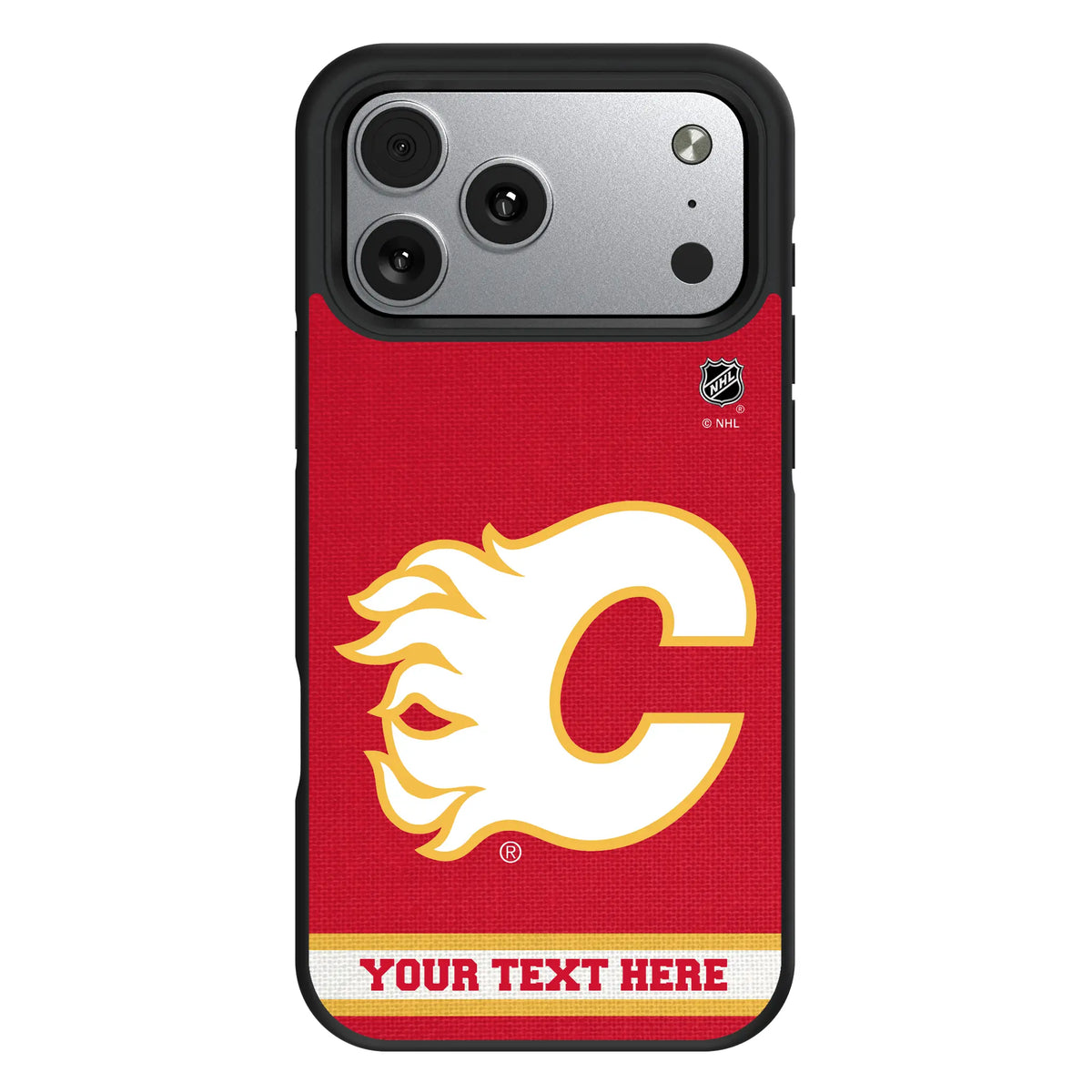 Calgary Flames Personalized Stripe iPhone Bump Phone Case for Apple iPhone#Device_iPhone 17 Pro Max