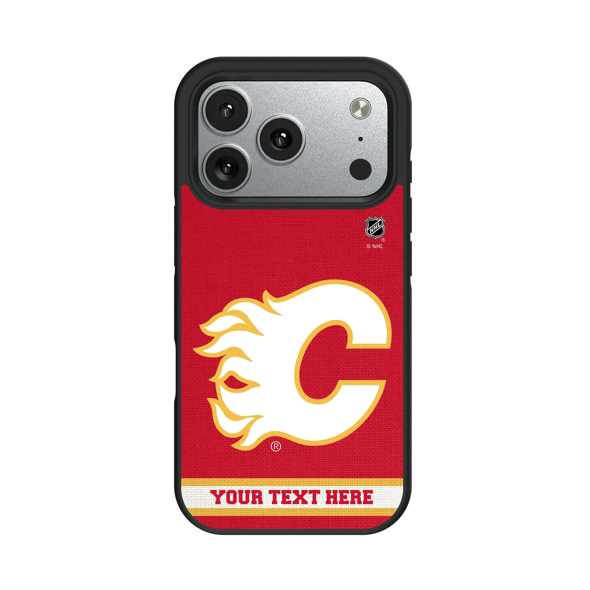 Calgary Flames Personalized Stripe iPhone Bump Phone Case for Apple iPhone#Device_iPhone 17 Pro