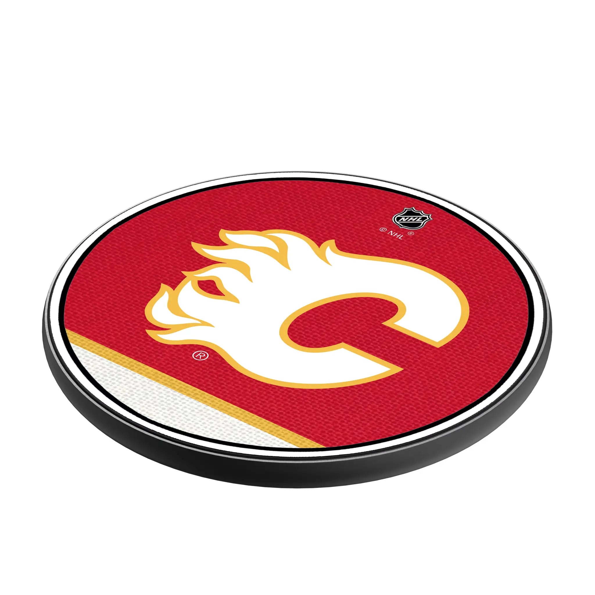 Calgary Flames Stripe 15-Watt Wireless Charger - Isometric View