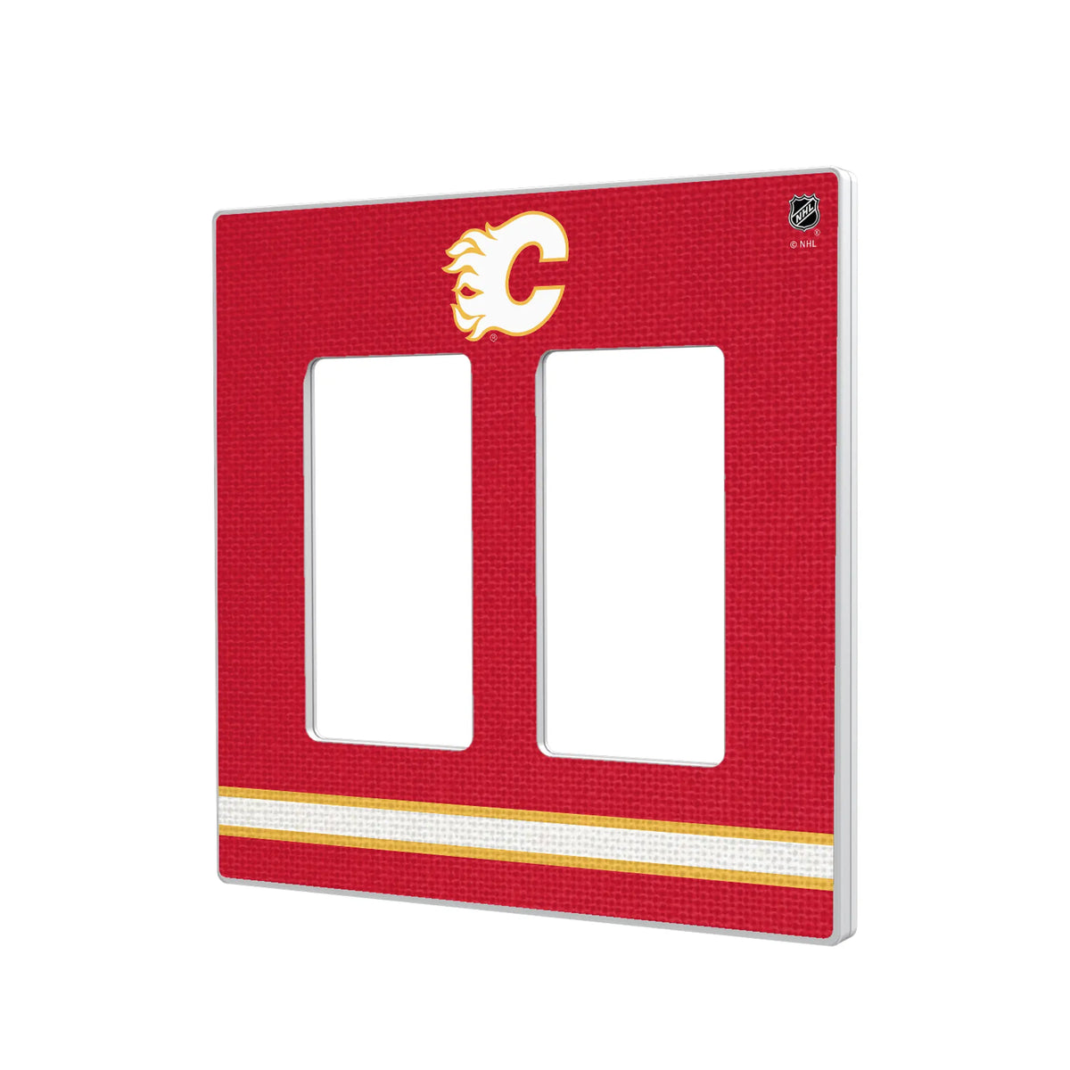 Calgary Flames Stripe Hidden-Screw Light Switch Plate#Style_Double Rocker