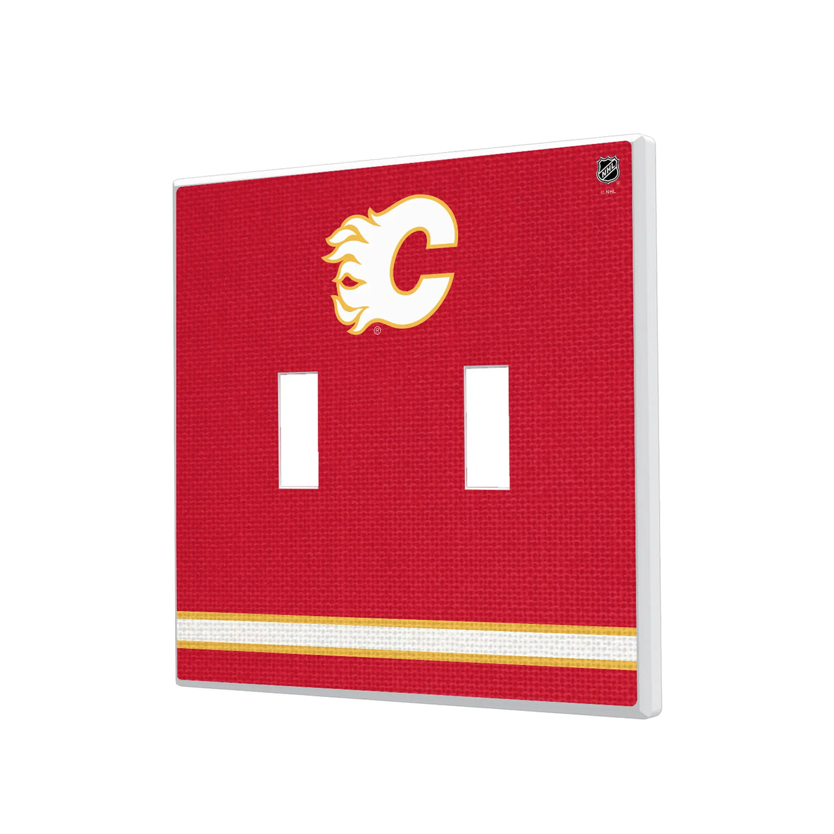 Calgary Flames Stripe Hidden-Screw Light Switch Plate#Style_Double Toggle