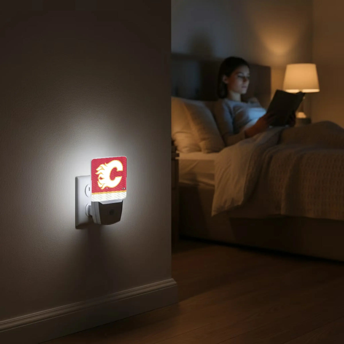 Calgary Flames Stripe Night Light 2-Pack - Lifestyle