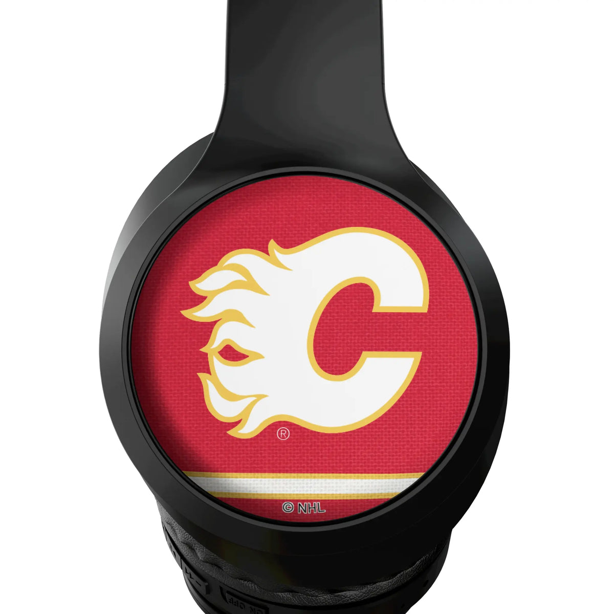 Calgary Flames Stripe Wireless Over-Ear Headphones With Case - Detail