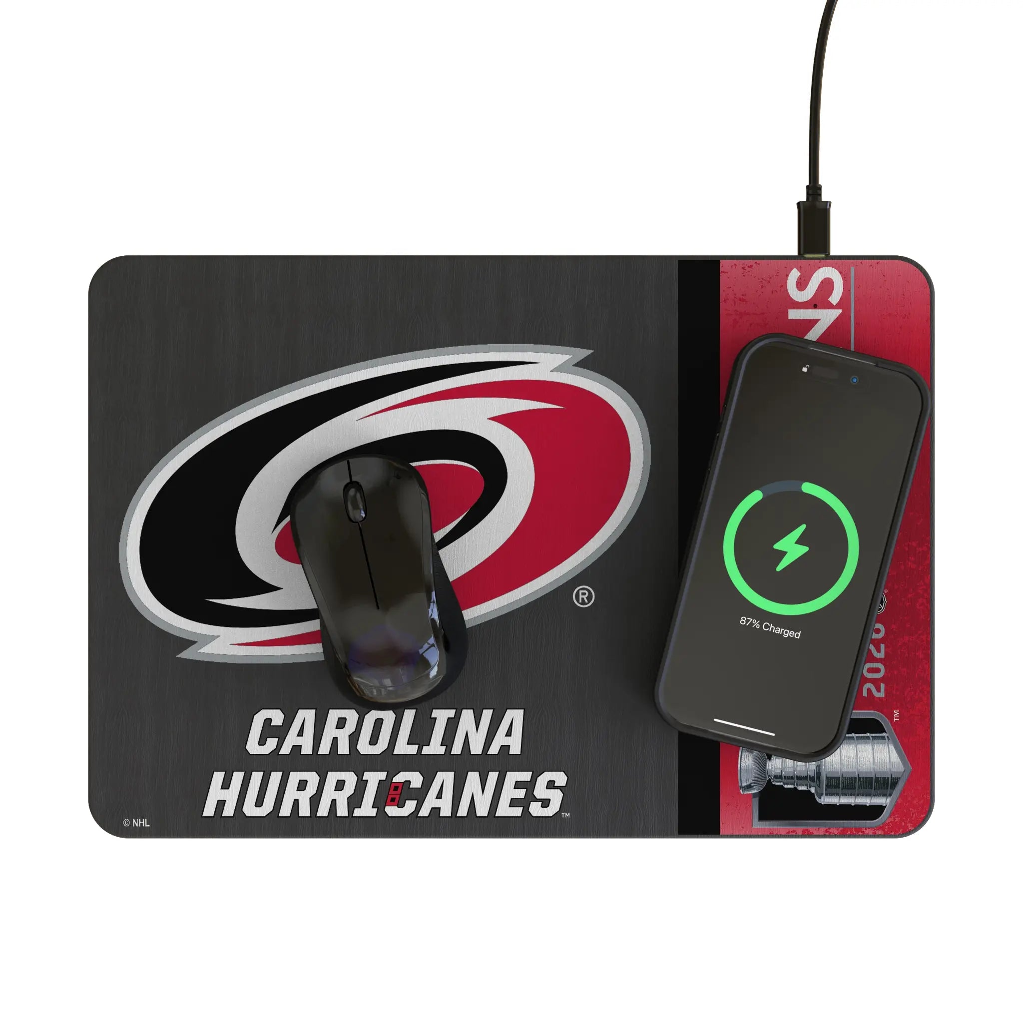 Carolina Hurricanes 2026 Stanley Cup 15-Watt Wireless Charger and Mouse Pad - Lifestyle