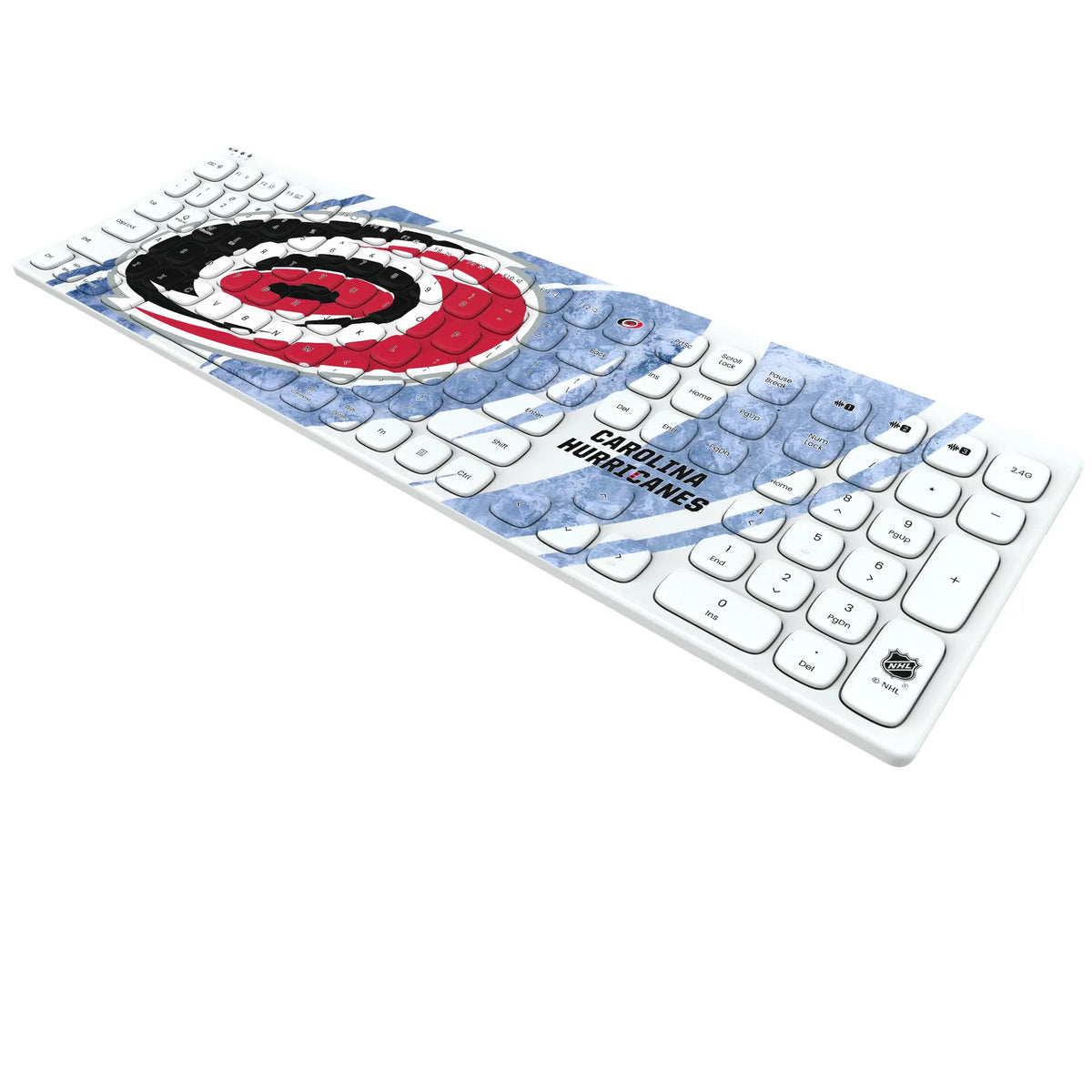 Carolina Hurricanes Ice Tilt KKB605 Curved Wireless Keyboard - Isometric View
